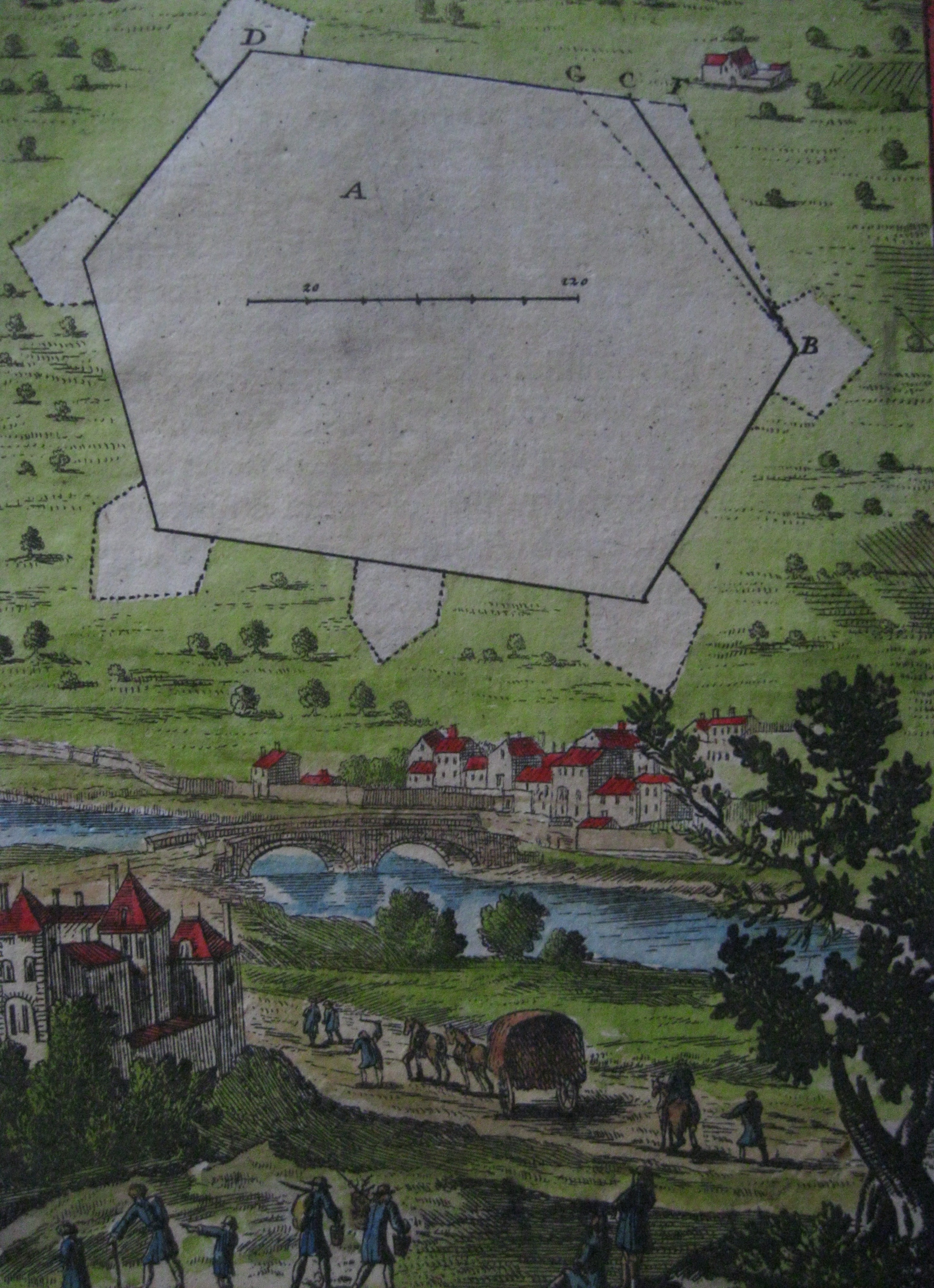 Plano de fortiticacion cercana a un rio.1696.Mallet
